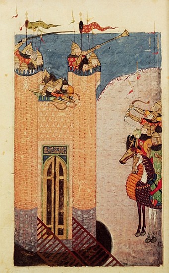 Ms 7926 206 f.149 Mongols besieging a citadel, c.1252-60 von Persian School
