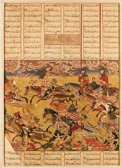 The Charge of the Cavaliers of Faramouz, illustration from the ''Shahnama'' (Book of Kings), Abu''l- von Persian School