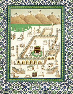 Schematic View of Mecca, showing the Qua'bah, from a book on Persian ceramics (print) 19th