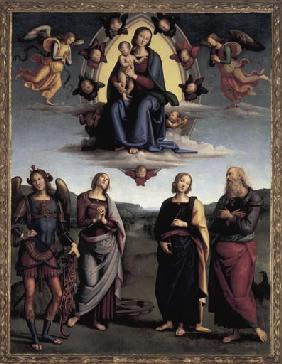 Madonna in der Glorie mit vier Heiligen 1500