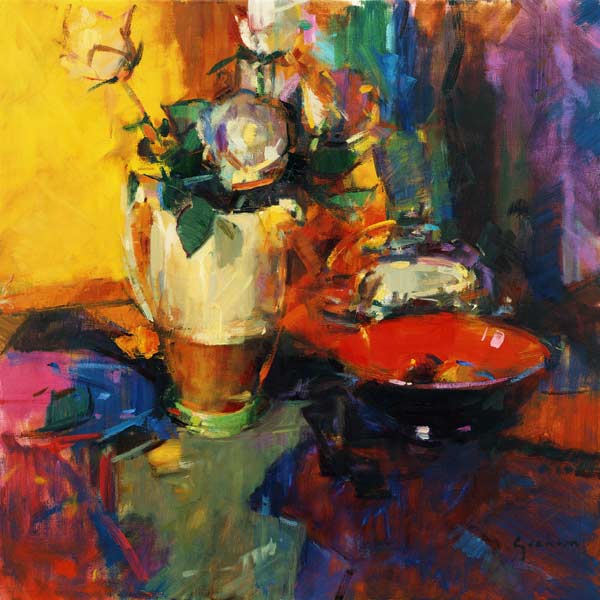 Clarice Cliff Rose Table (oil on canvas)  von Peter  Graham