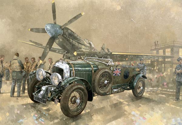 Bentley and Spitfire (oil on canvas)  von Peter Miller