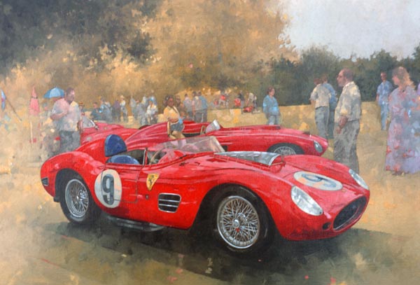 Ferrari, day out at Meadow Brook (oil on canvas)  von Peter Miller