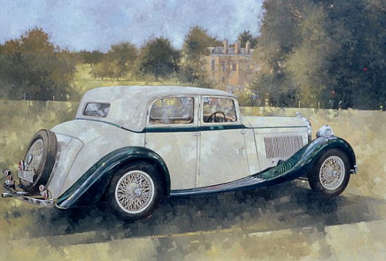 The Green and White Bentley at Althorp (oil on canvas)  von Peter Miller