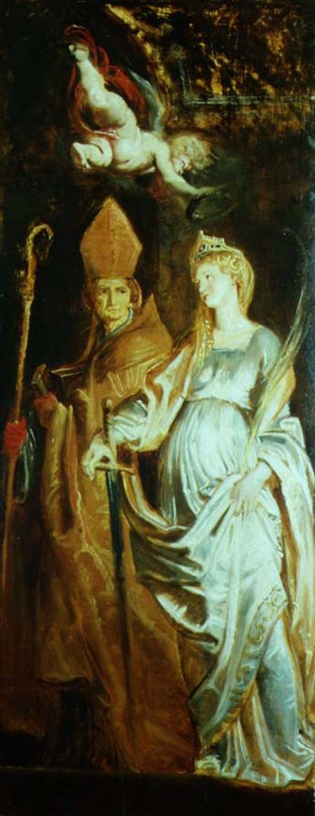 St. Catherine of Alexandria and St. Eligius (panel) von Peter Paul Rubens