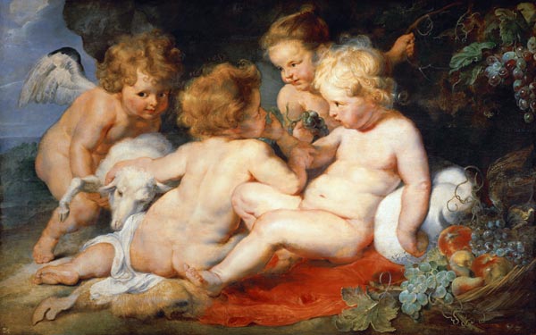 Das Christkind mit dem Johannes-Knaben und zwei Engeln von Peter Paul Rubens