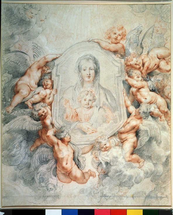 Das Gnadenbild der Madonna della Vallicella von Engeln verehrt von Peter Paul Rubens