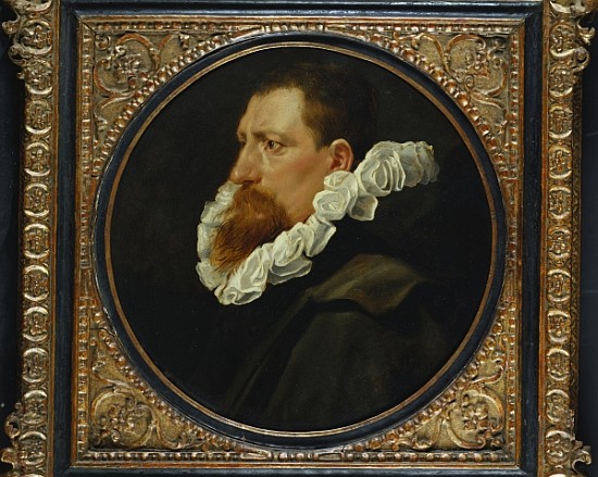 Portrait of a gentleman, small bust length, wearing a white ruff and grey cloak von Peter Paul Rubens