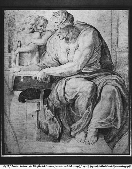 The Cumaean Sibyl, after Michangelo Buonarroti (1475-1564) (pierre noire & red chalk on paper) von Peter Paul Rubens