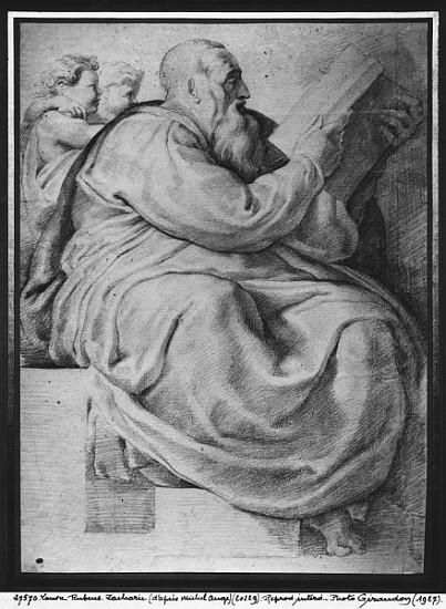 The Prophet Zacharias, after Michangelo Buonarroti (1475-1564) (pierre noire & red chalk on paper) von Peter Paul Rubens