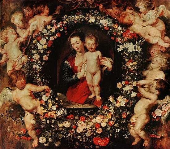 Virgin with a Garland of Flowers, c.1618-20 von Peter Paul Rubens