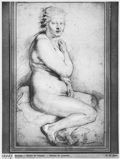 Young nude woman, seated, turned to the right (pierre noire, red chalk, white highlights & brown was von Peter Paul Rubens