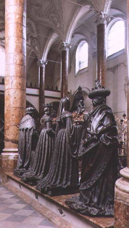 Tomb of Maximilian I (1459-1519) view of four bronze figures of mourners, possibly ancestors, relati von Peter Vischer