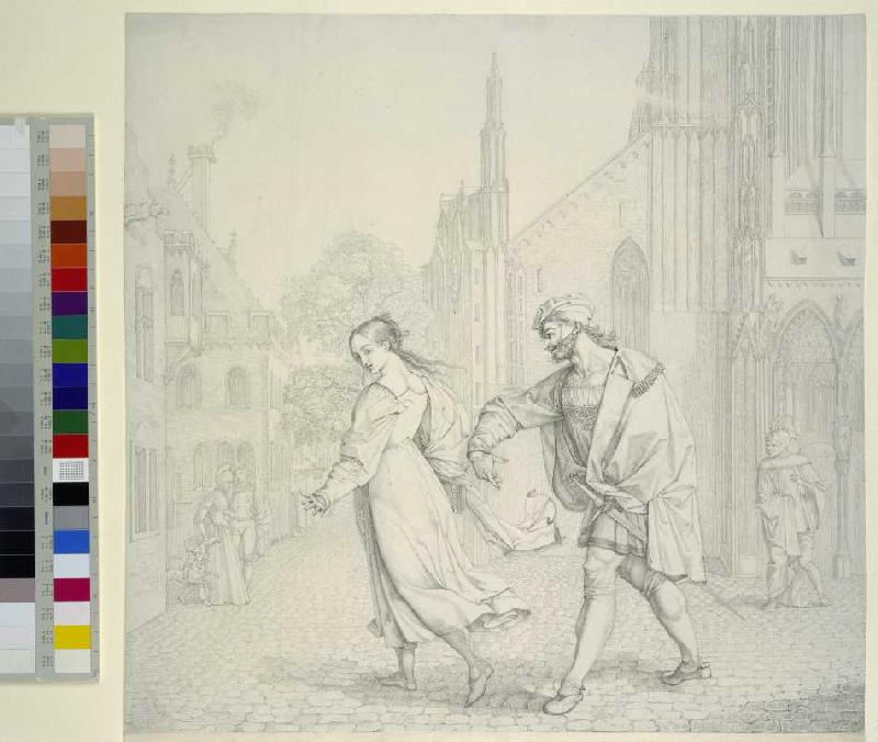Szene am Ausgang der Kirche (Illustration zu Goethes Faust) von Peter von Cornelius