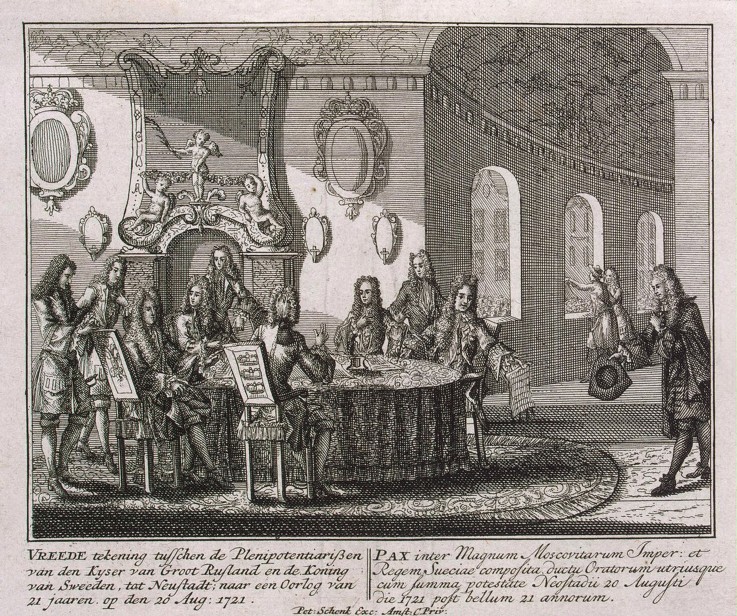 Abschluss des Friedensvertrags von Nystad am 20. August 1721 von Petrus Schenk