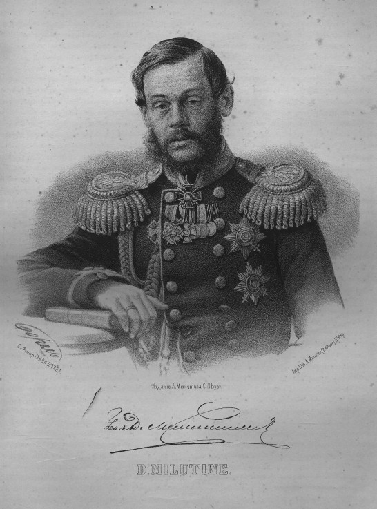 Porträt von Graf Dmitri Alexejewitsch Miljutin (1816-1912) von P.F. Borel