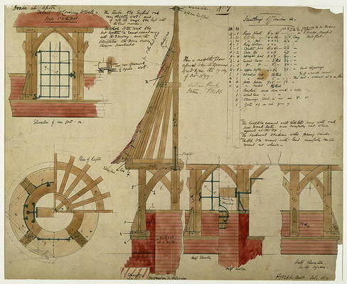 Plans for the Red House, Bexley Heath (pen and ink and w/c on paper) von Philip Webb