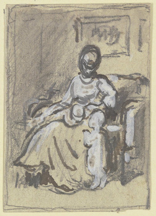 Sitzende Frau mit zwei Kindern von Philipp Rumpf