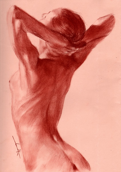 Femme nu de dos mains sur la nuque von Philippe Flohic