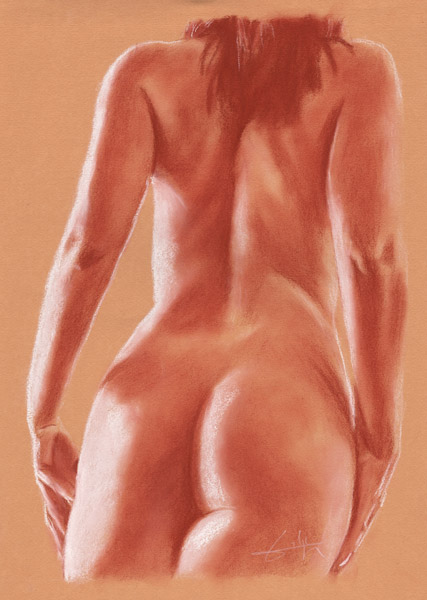 Femme nu de dos mains sur fesses von Philippe Flohic