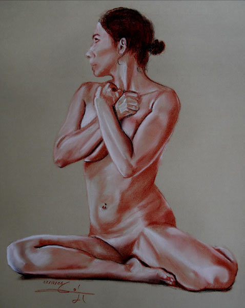 Femme nu au Sol 221206 von Philippe Flohic