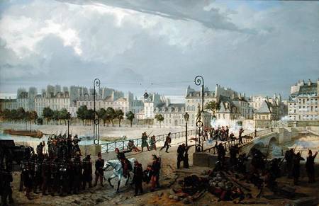 An Attack on a Barricade on the Pont de l'Archeveche von Philippe Marie Chaperon