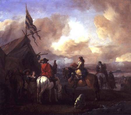 Cavalrymen in a Military Encampment (panel) von Philips Wouverman