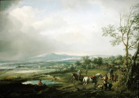 A Hawking Party in an Extensive Landscape von Philips Wouverman