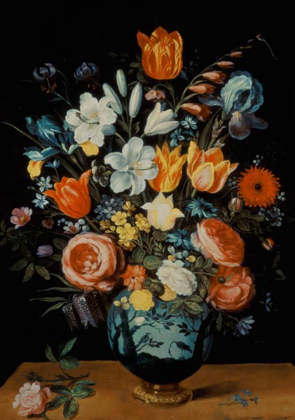 Stillleben von - Blumen Porzellan-Vase Marlier in einer Phillipe de