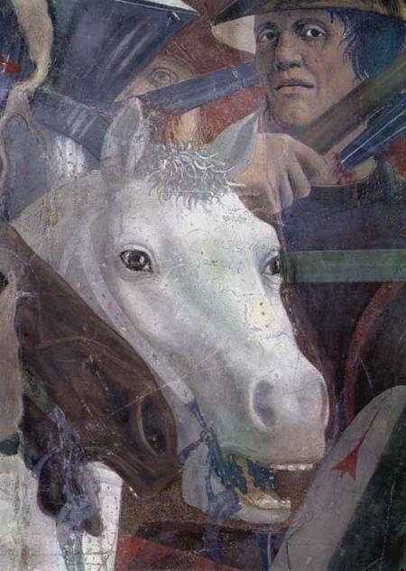 The Legend of the True Cross, the Battle of Heraclius and Chosroes, detail of a horse and a soldier von Piero della Francesca