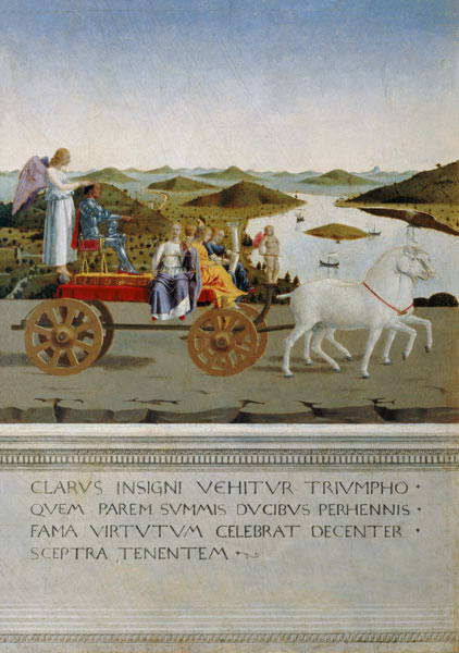 Von zwei Schimmeln gezog. Triumphwagen. Rückseite des Portr. Der Battista Sforza von Piero della Francesca