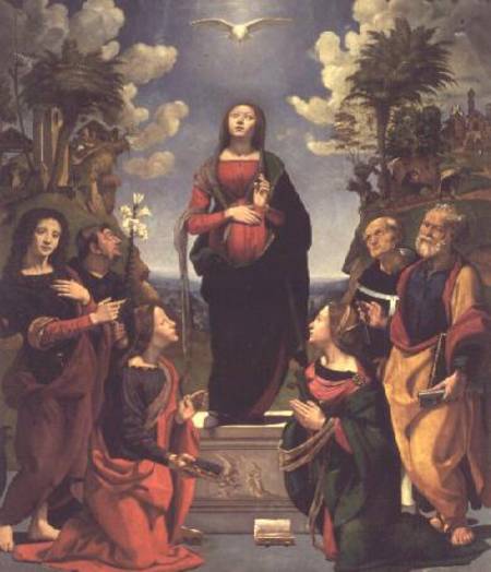 Immaculate Conception and Six Saints von Piero di Cosimo