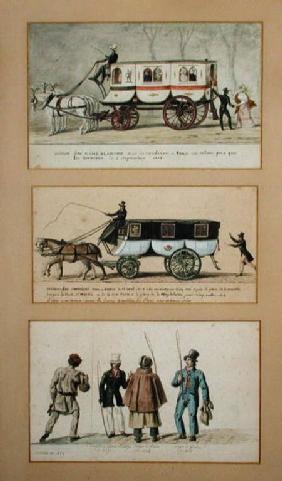 A Dame Blanche Carriage, an Omnibus and Drivers 1815-30