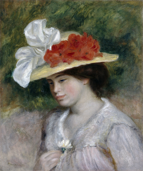 Frau mit Blumenhut von Pierre-Auguste Renoir