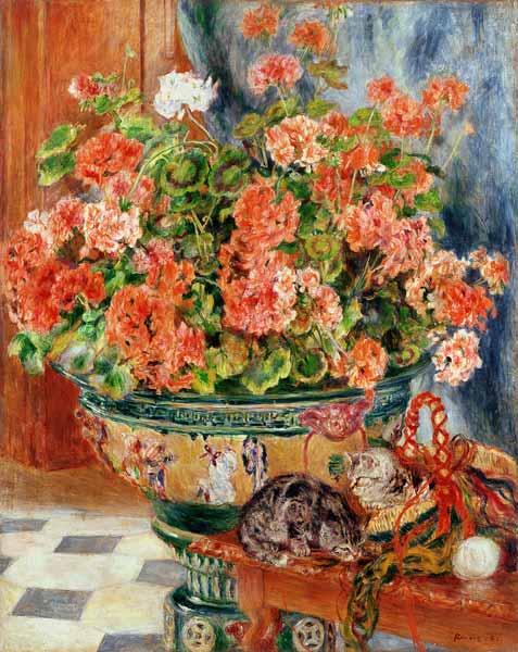 Geraniums and Cats von Pierre-Auguste Renoir