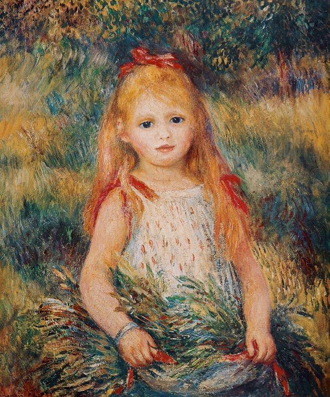 Little Girl Carrying Flowers, or The Little Gleaner von Pierre-Auguste Renoir