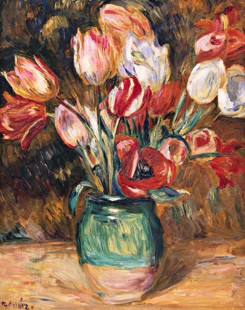 Tulips in a Vase von Pierre-Auguste Renoir