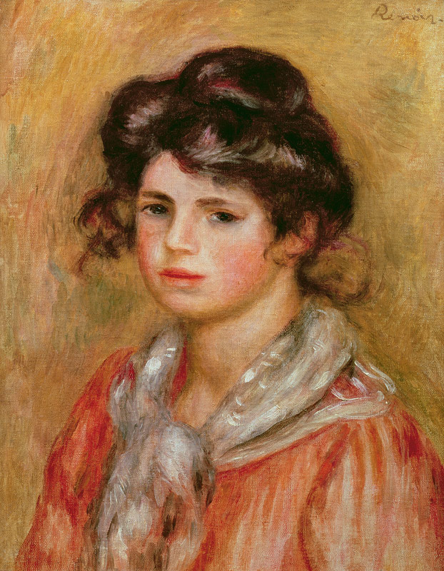 Young Girl With A White Handkerchief von Pierre-Auguste Renoir