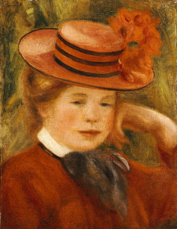 A Young Girl With A Red Hat von Pierre-Auguste Renoir