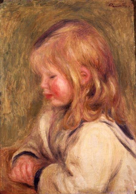 The Child in a White Shirt Reading von Pierre-Auguste Renoir