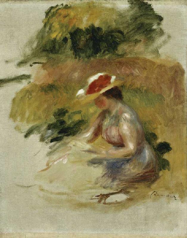 Junge Frau bei der Lektüre (Jeune Femme Lisant). von Pierre-Auguste Renoir