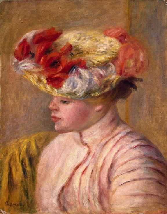 Junge Frau mit Blumenhut von Pierre-Auguste Renoir