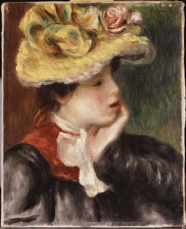 Mädchen mit einem gelben Hut. von Pierre-Auguste Renoir