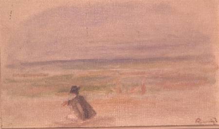 Man in Black Sitting on the Beach von Pierre-Auguste Renoir