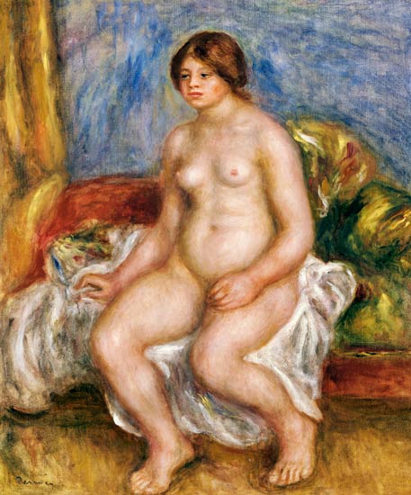 Nude Woman On Green Cushions von Pierre-Auguste Renoir