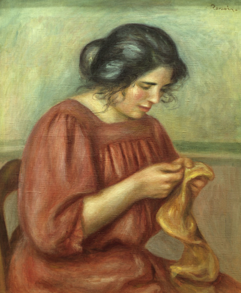 Renoir / Gabrielle sewing / 1908 von Pierre-Auguste Renoir