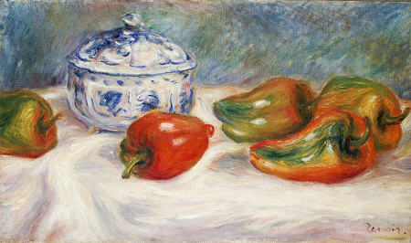 Still Life With A Blue Sugar Bowl And Peppers von Pierre-Auguste Renoir