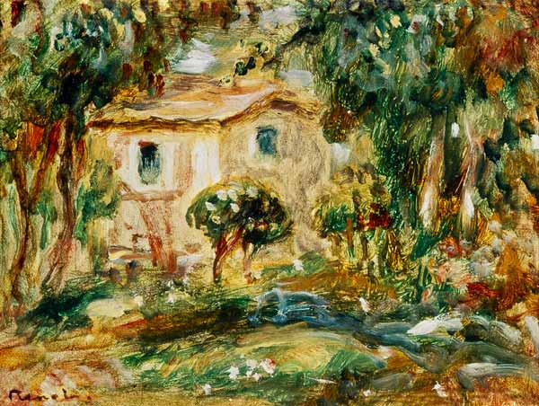 Gartenlandschaft mit Haus. von Pierre-Auguste Renoir