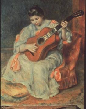 Frau, auf einer Gitarre spielend 1896-97