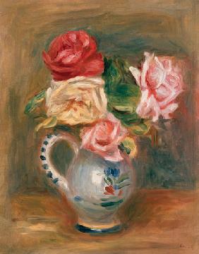 Roses in a pottery vase